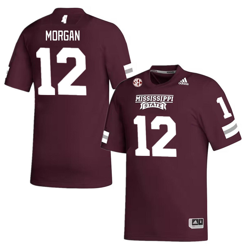 Men #12 Asher Morgan Mississippi State Bulldogs College Football Jerseys Stitched Sale-Maroon - Click Image to Close